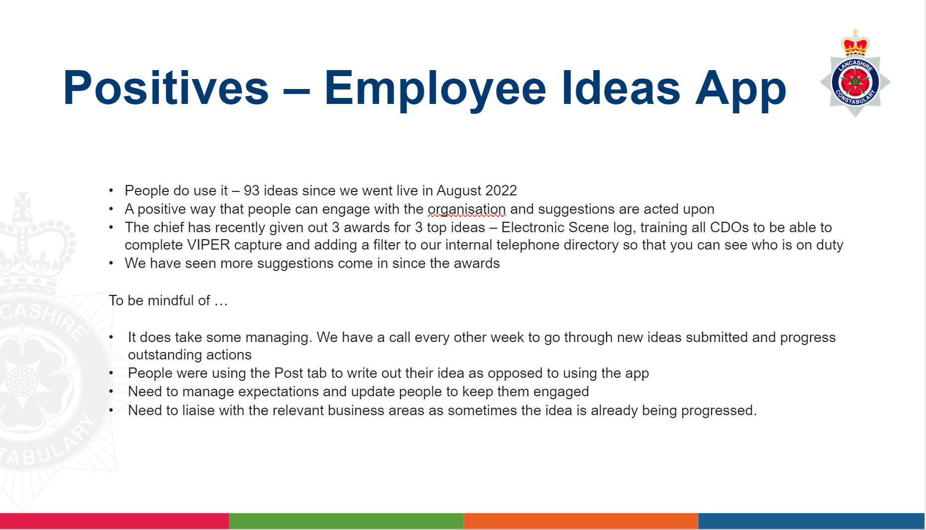 Slide from the presentation explaining the positive impact of the approach