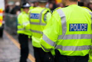 Image of police officers on crowd control at a UK event