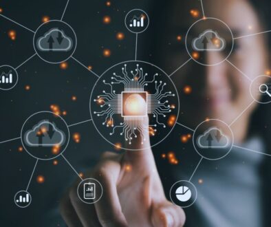 Finger on a digital symbol