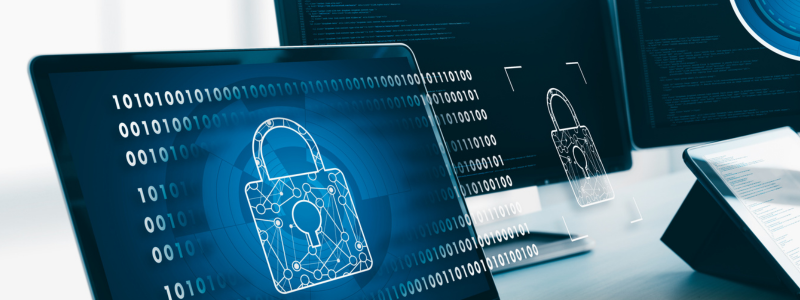 Digital lock appearing on a laptop
