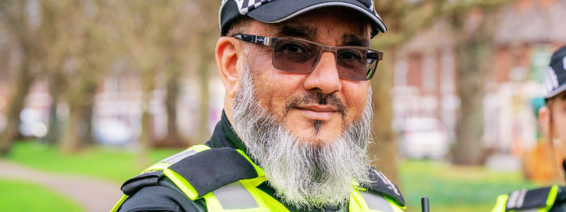 Police officer looking at the camera