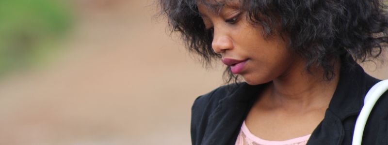 Woman looking at her phone