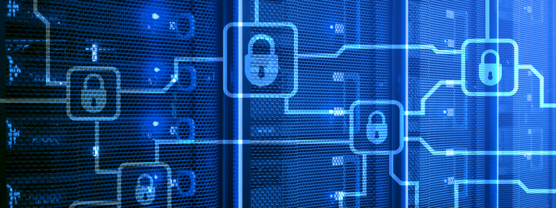 Digital lockers on a blue background